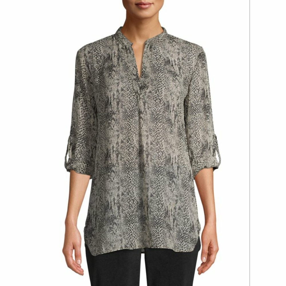 Attitude Unknown Semi-Sheer Snake Print Blouse